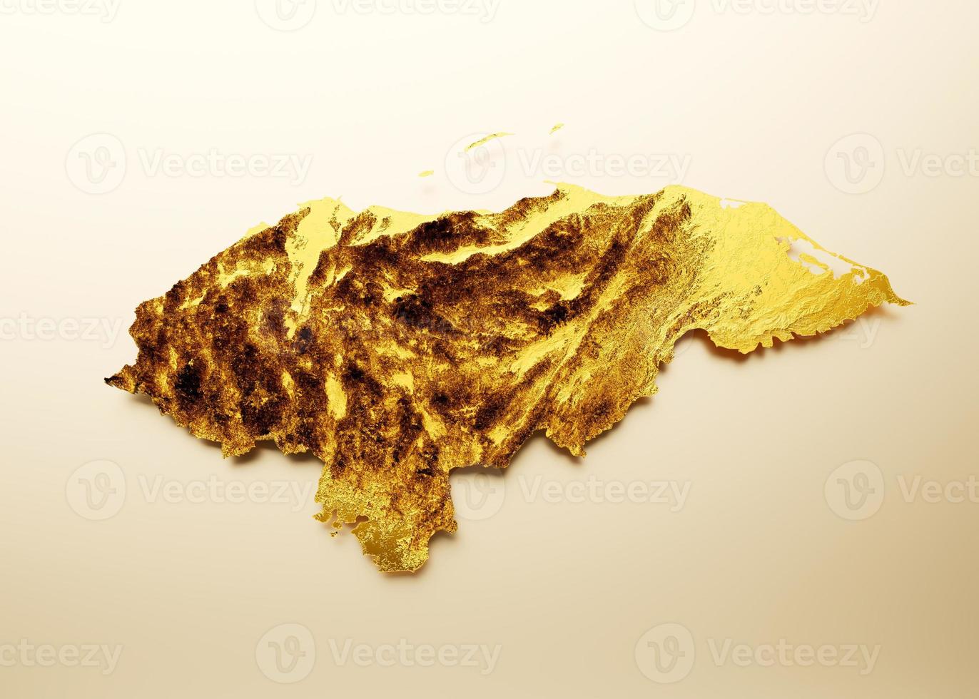 honduras karte goldene metallfarbe höhenkarte auf weißem hintergrund 3d illustration foto