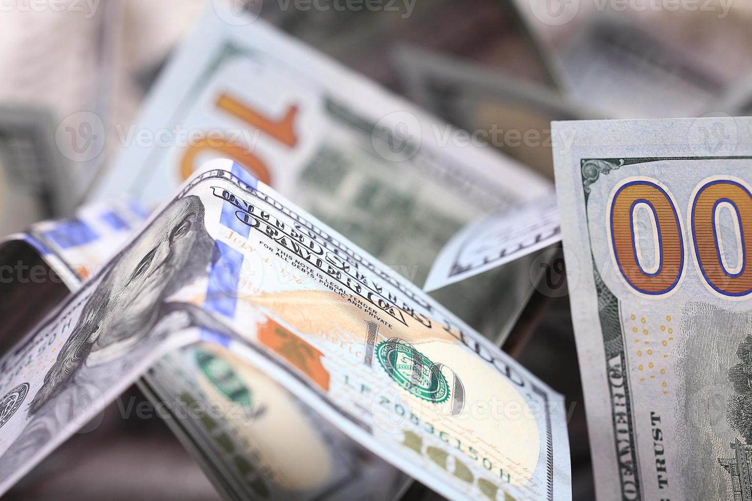 Geld Hintergrund von Dollar in Bargeld Stapel foto