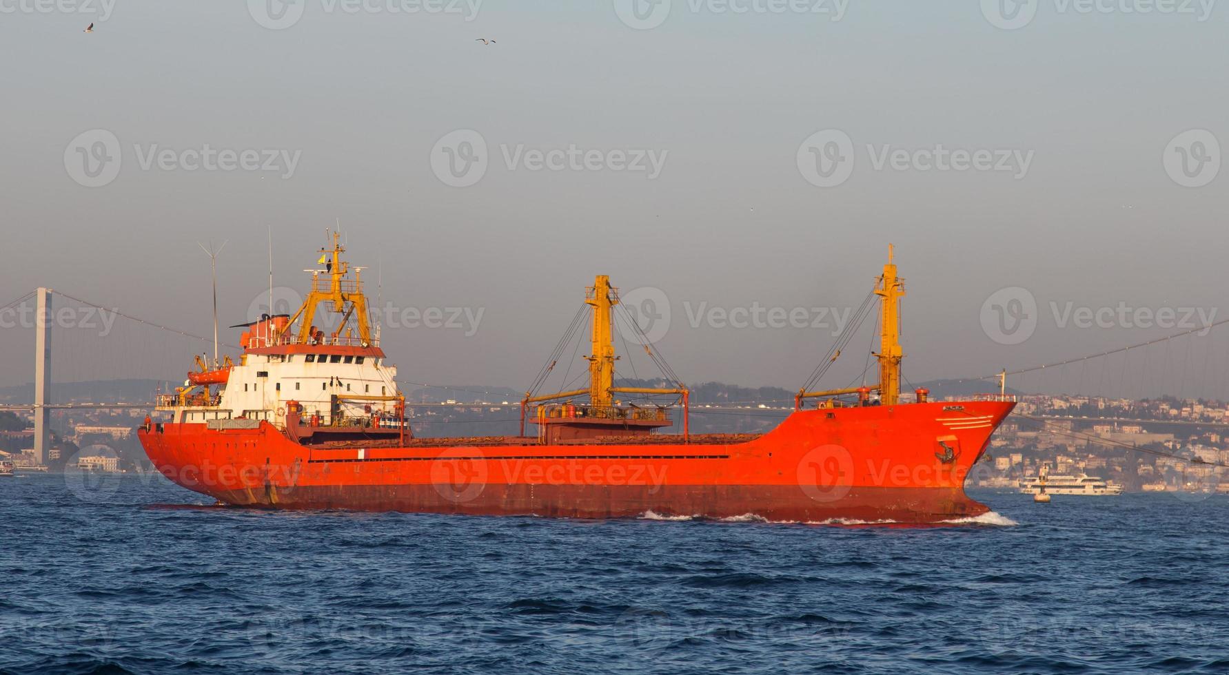 Frachtschiff im Meer foto