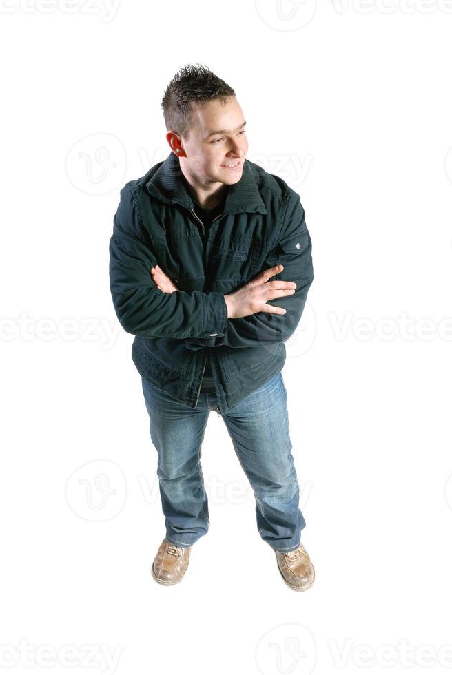 Casual freundlicher Mann auf einem weißen Hintergrund isoliert foto