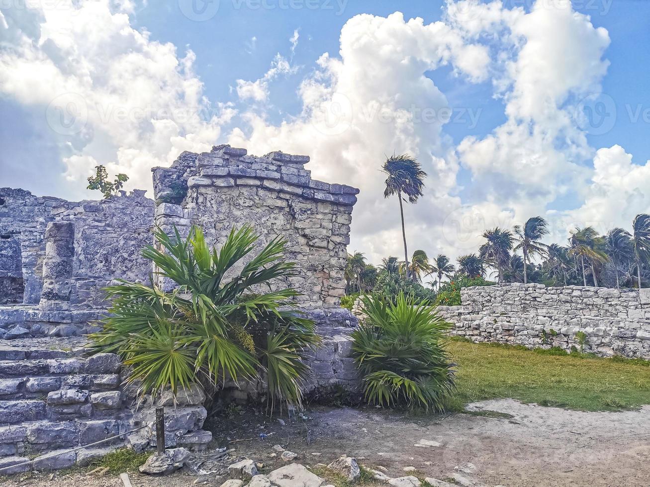 Antike Ruinen von Tulum Maya-Stätte Tempel Pyramiden Artefakte Meereslandschaft Mexiko. foto