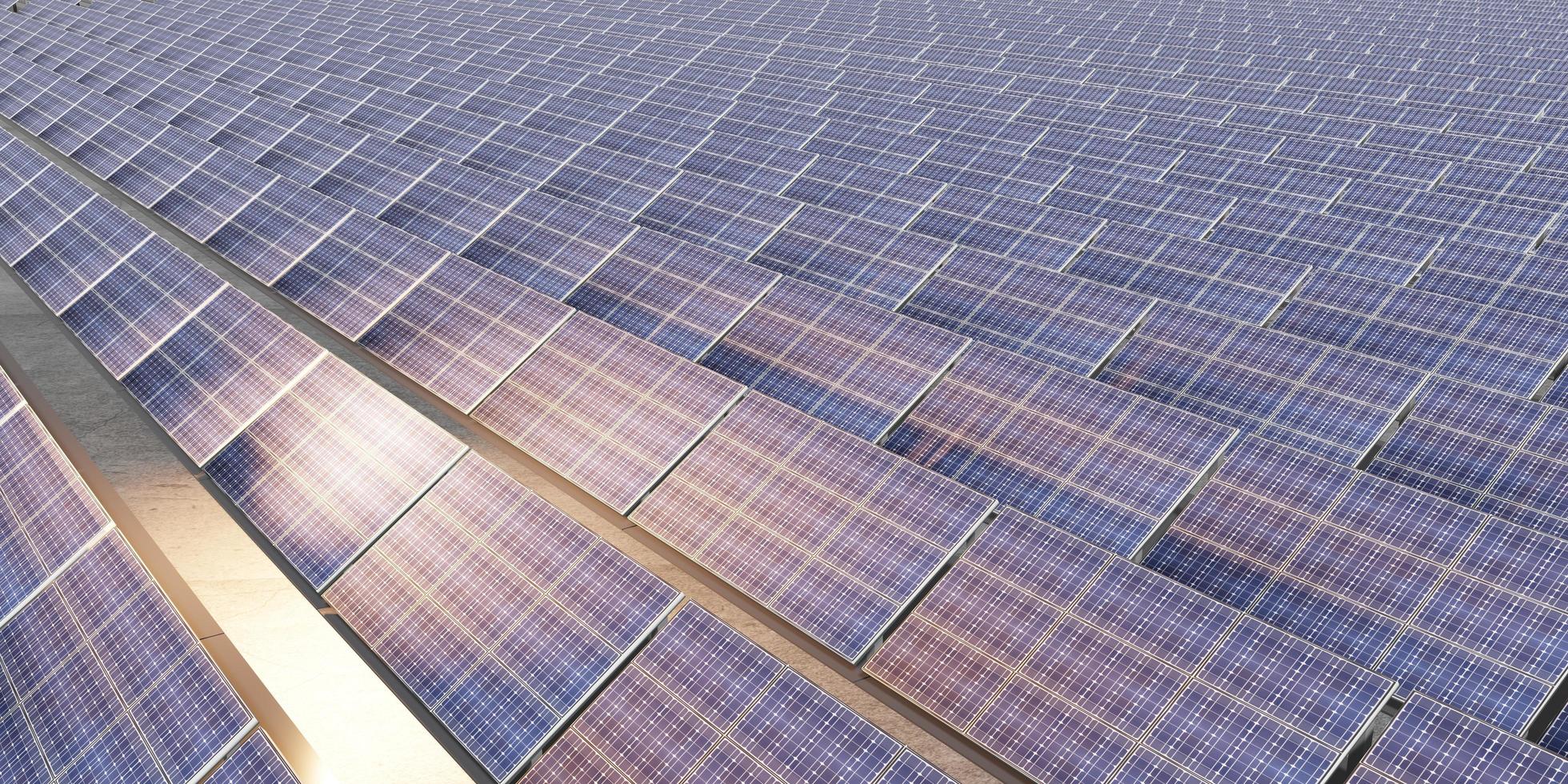 solarzelle solarpanel station luftbild solarstromzelle elektrizität 3d render foto