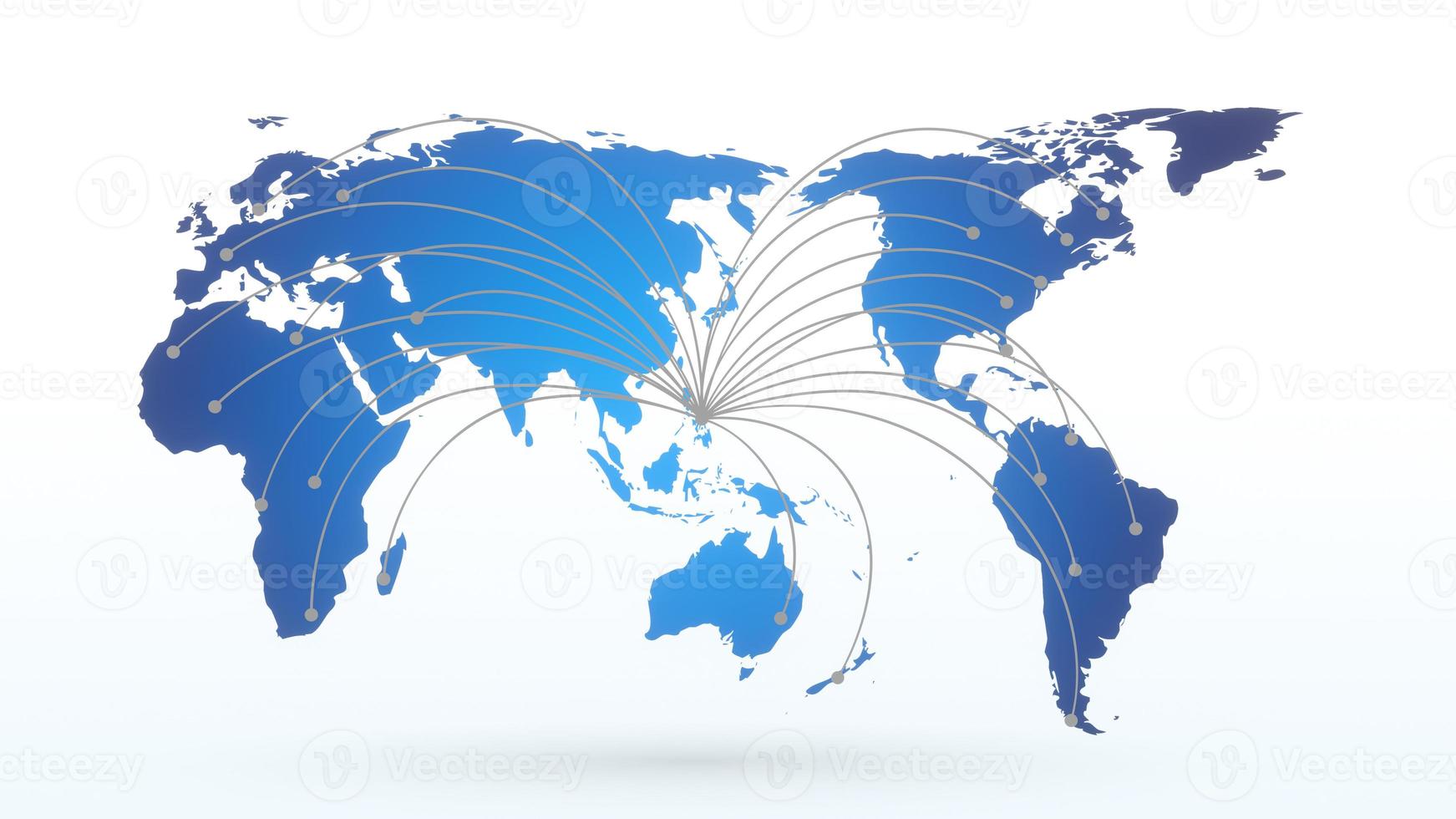 globalisierungs- und kommunikationskonzept. Erde und leuchtende Strahlen. 3D-Rendering foto