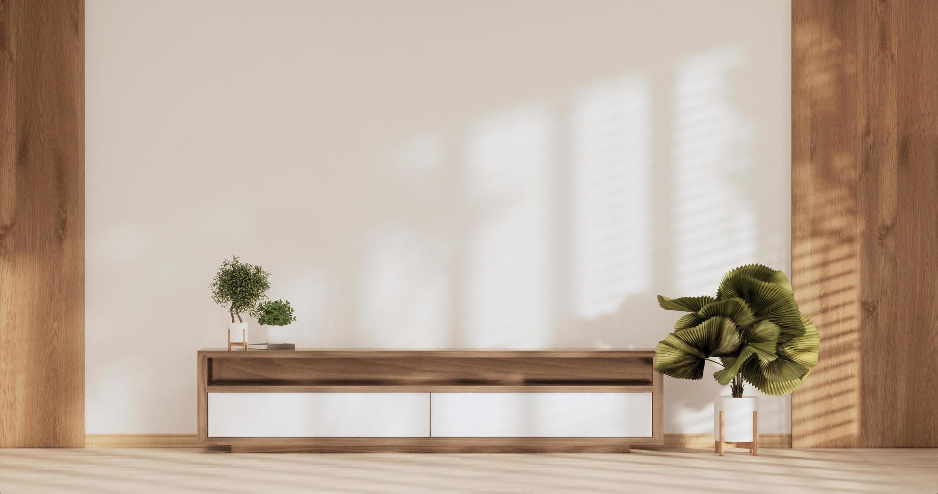 japan zimmer minimaler schrank für tv-innenwandmodell, 3d-rendering foto