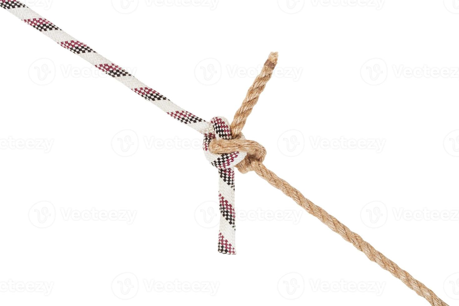 eine andere Seite des Rigger's Bend-Knotens, der Seile verbindet foto