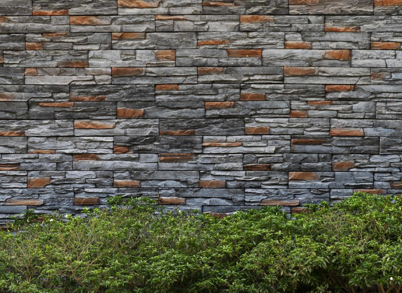 Steinmauer Vintage Hintergrund mit grünen Blättern Wand foto