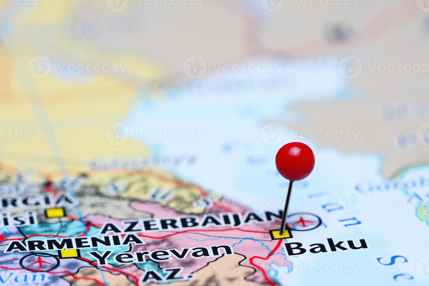 Baku steckte auf einer Karte von Asien fest foto