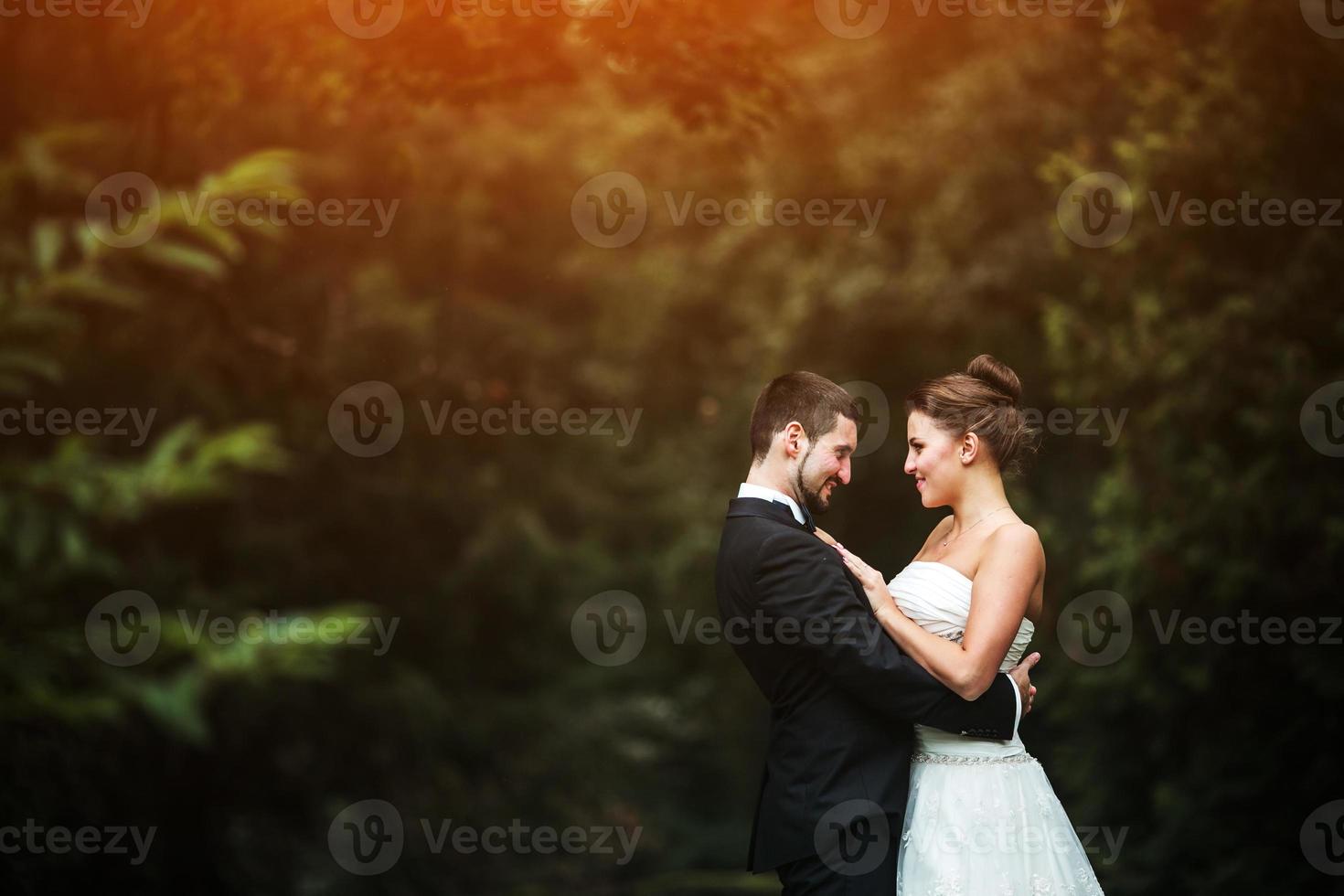 schöne hochzeitspaar posiert foto