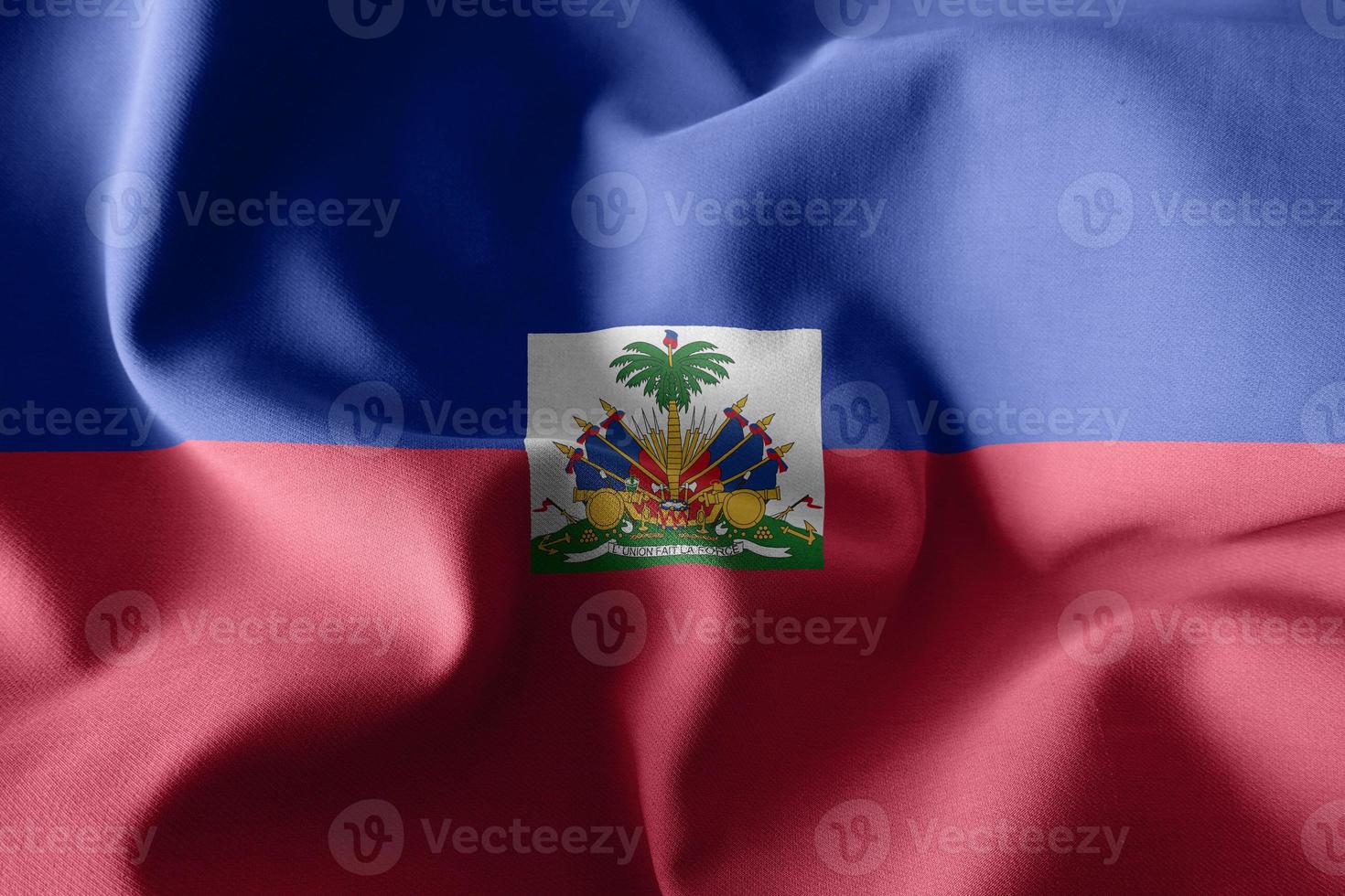 3D-realistische wehende Seidenflagge von Haiti foto