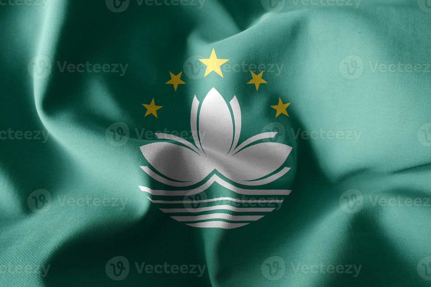 3d-rendering schwenkende seidenflagge von macao foto