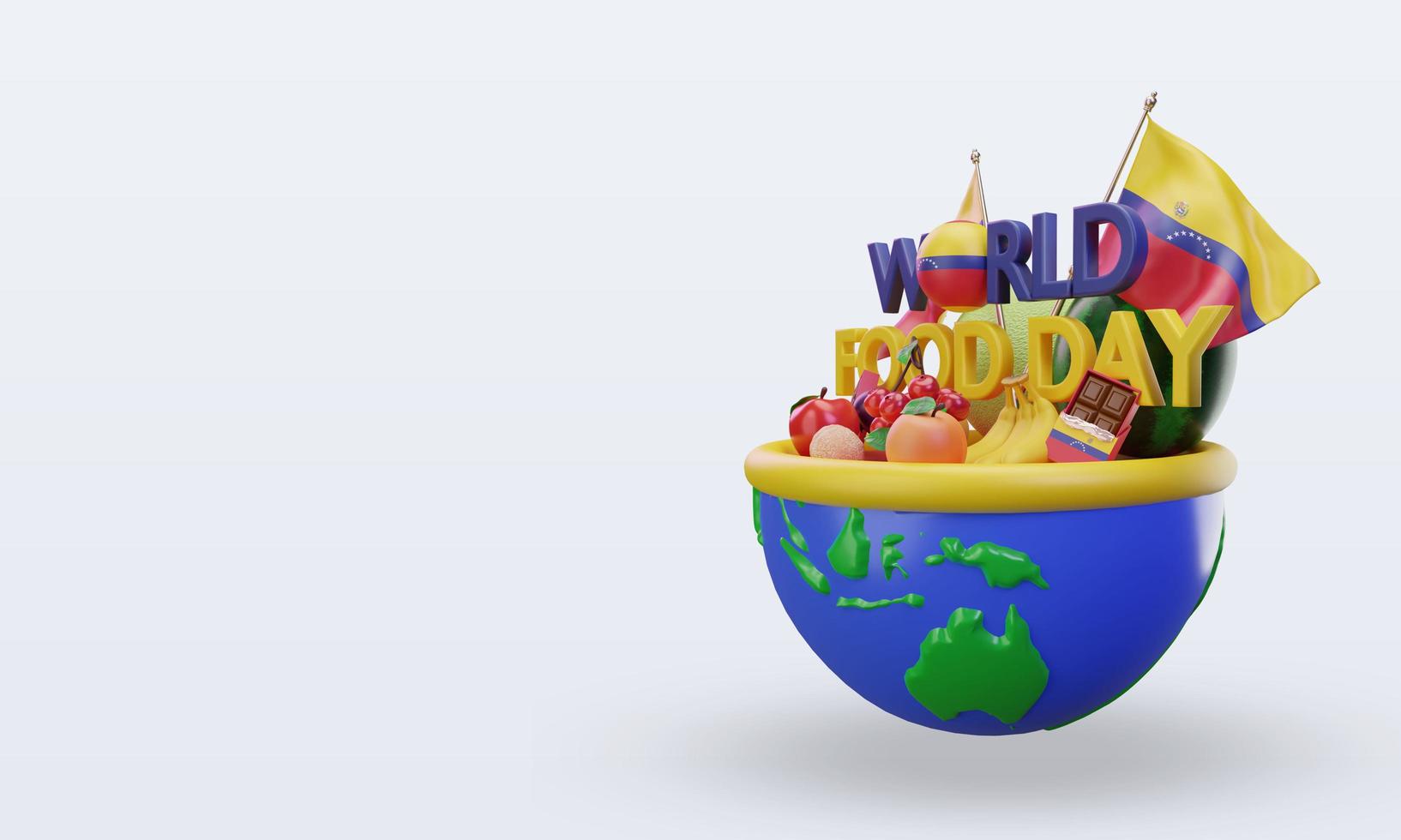 3D-Welternährungstag Venezuela, der die rechte Ansicht wiedergibt foto