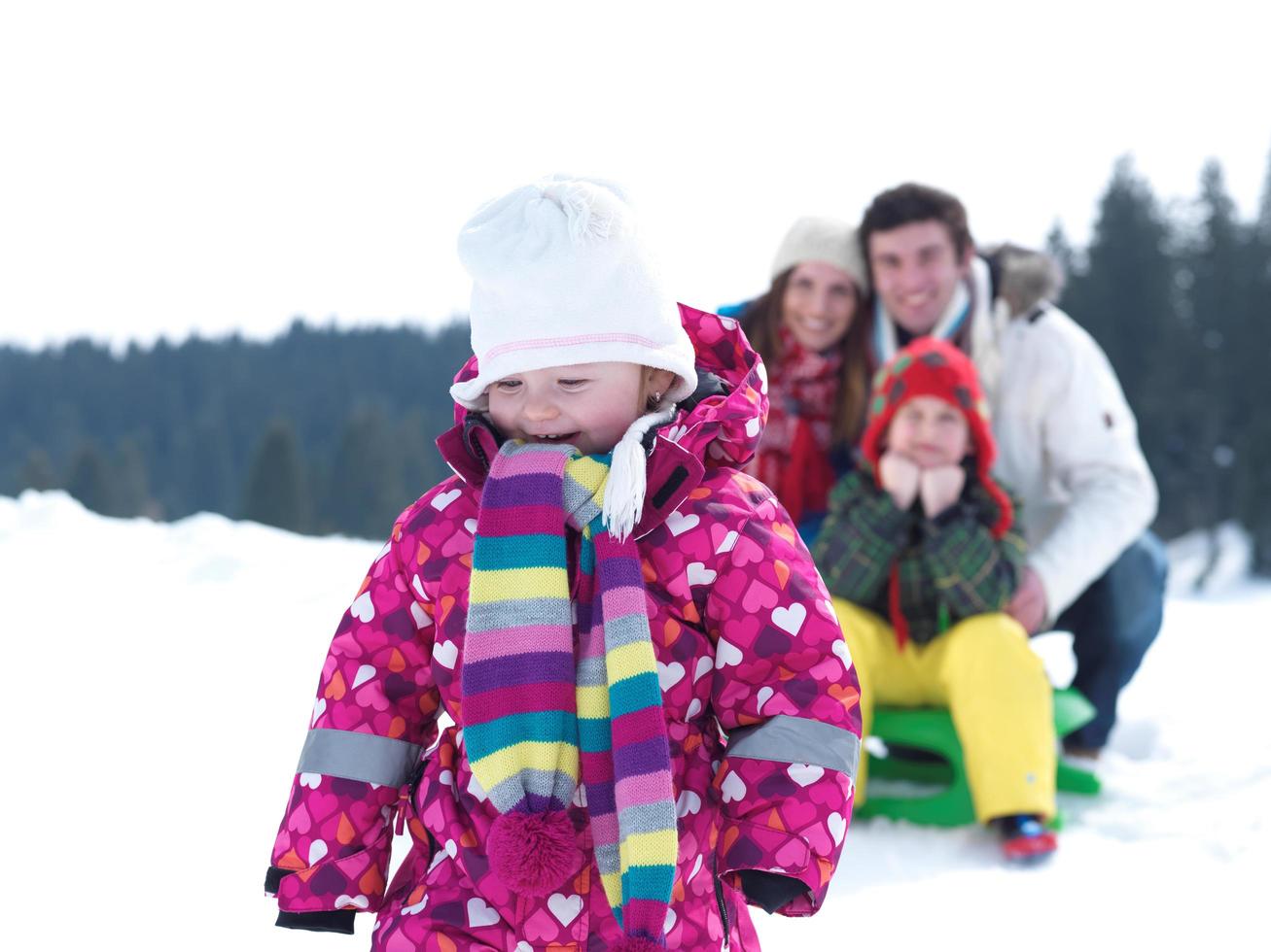 Familienansicht im Winter foto