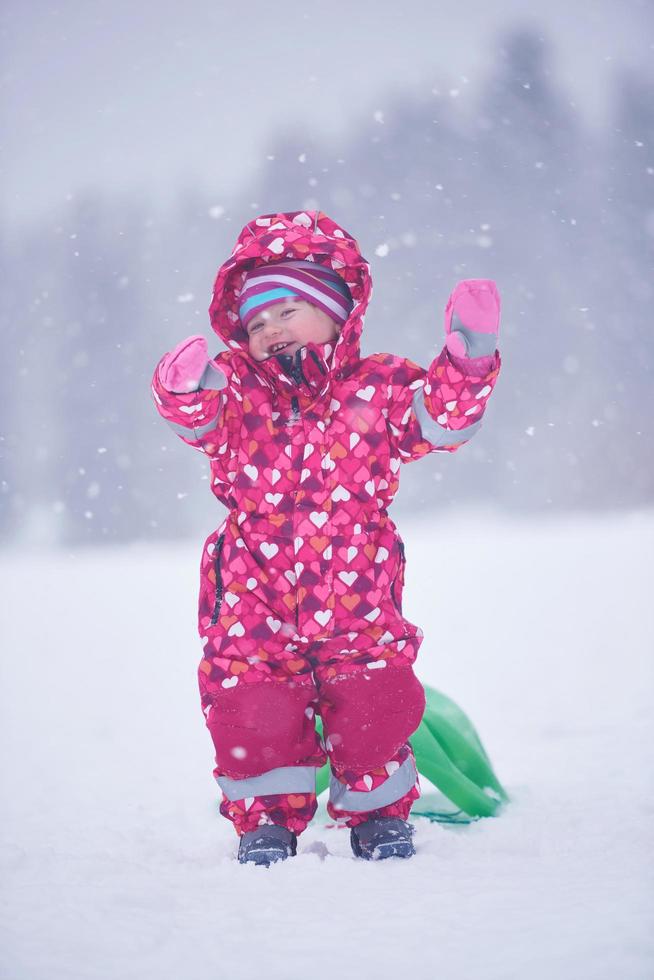 Familie in Winterlandschaft foto