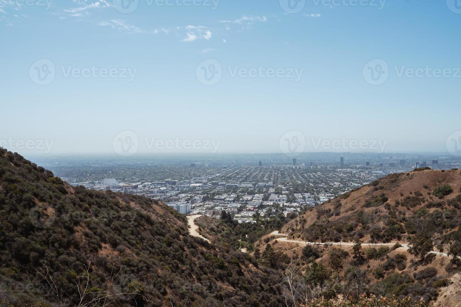 los angeles panorama von hollywood hills foto