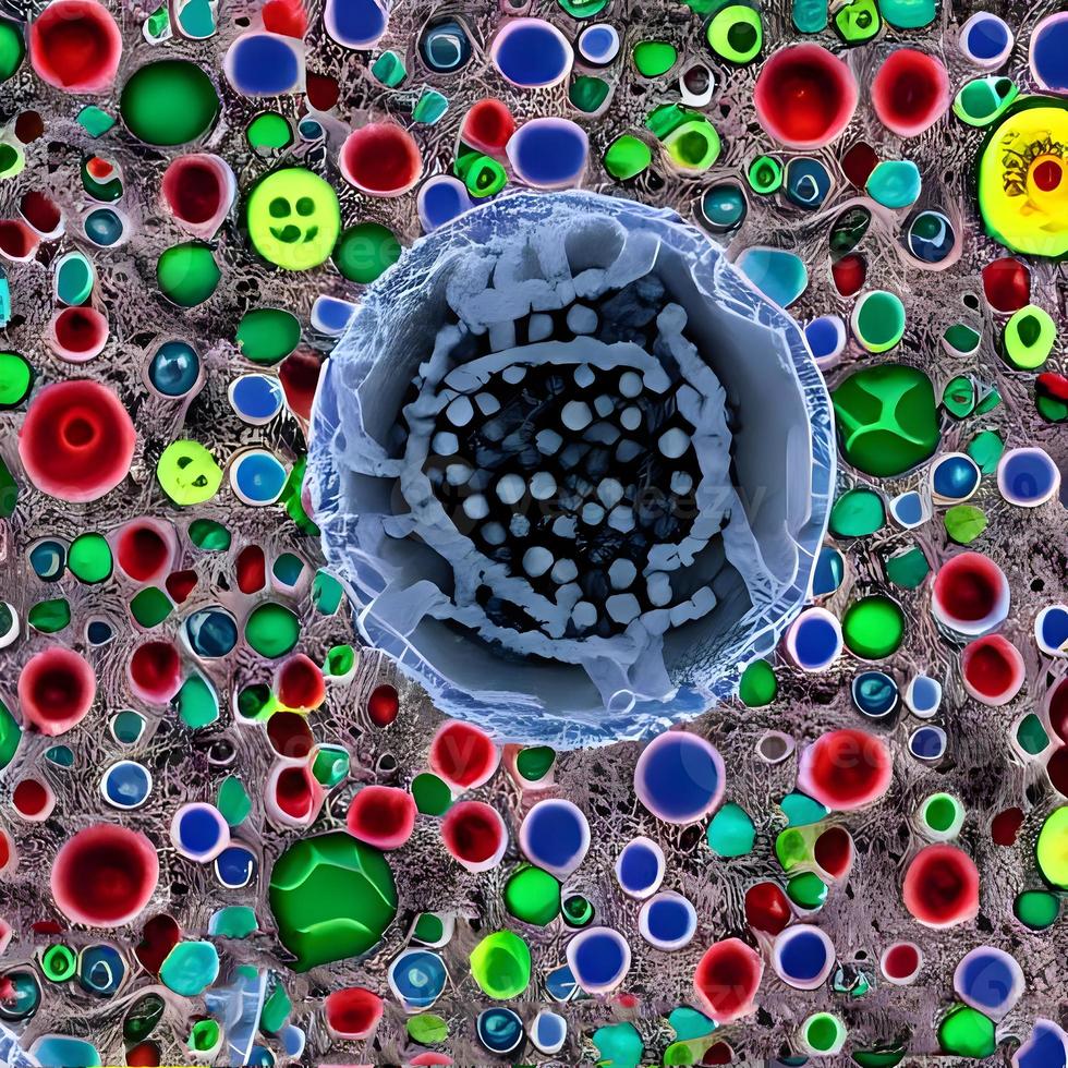 Gruppe von Viruszellen. Illustration von Coronavirus-Zellen foto