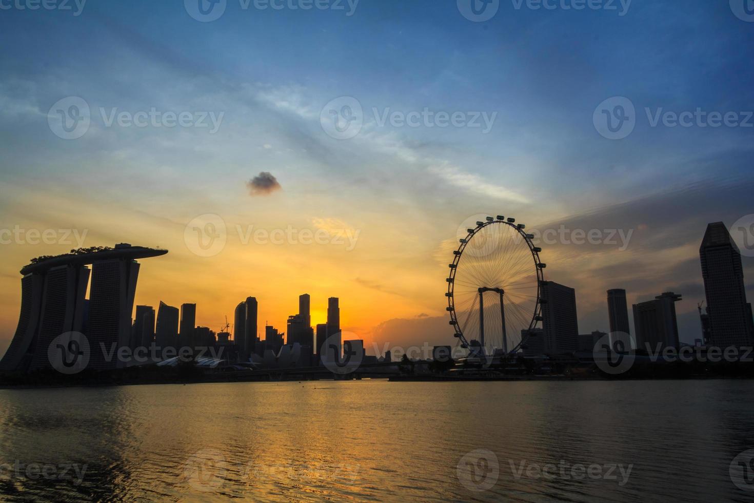 Singapur Dämmerung Stadt Silhouette foto