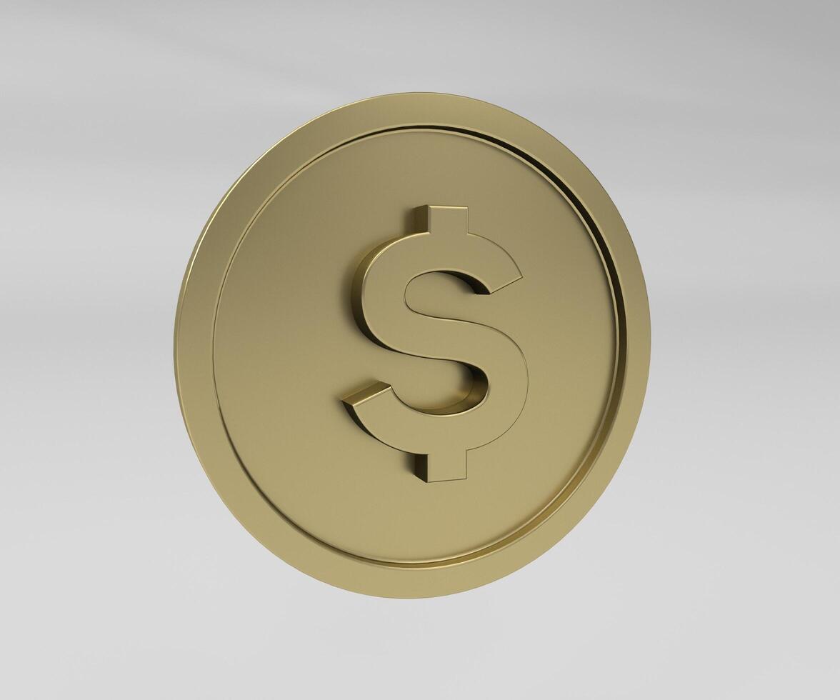 Goldmünzen mit Dollarzeichen 3D-Illustration, minimale 3D-Darstellung foto