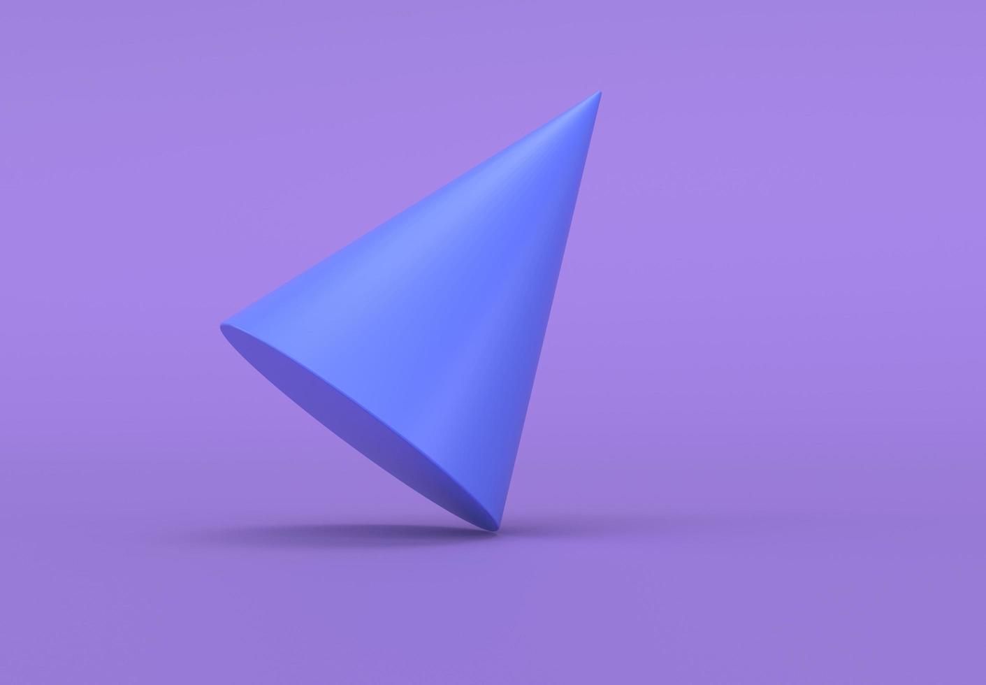 Kornblumenkegel-Symbol, minimale 3D-Darstellung auf violettem Hintergrund. foto