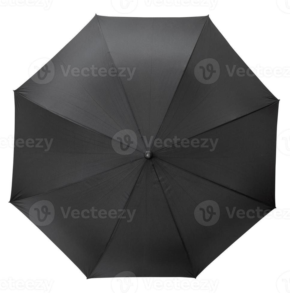 Draufsicht auf offenen schwarzen Regenschirm foto