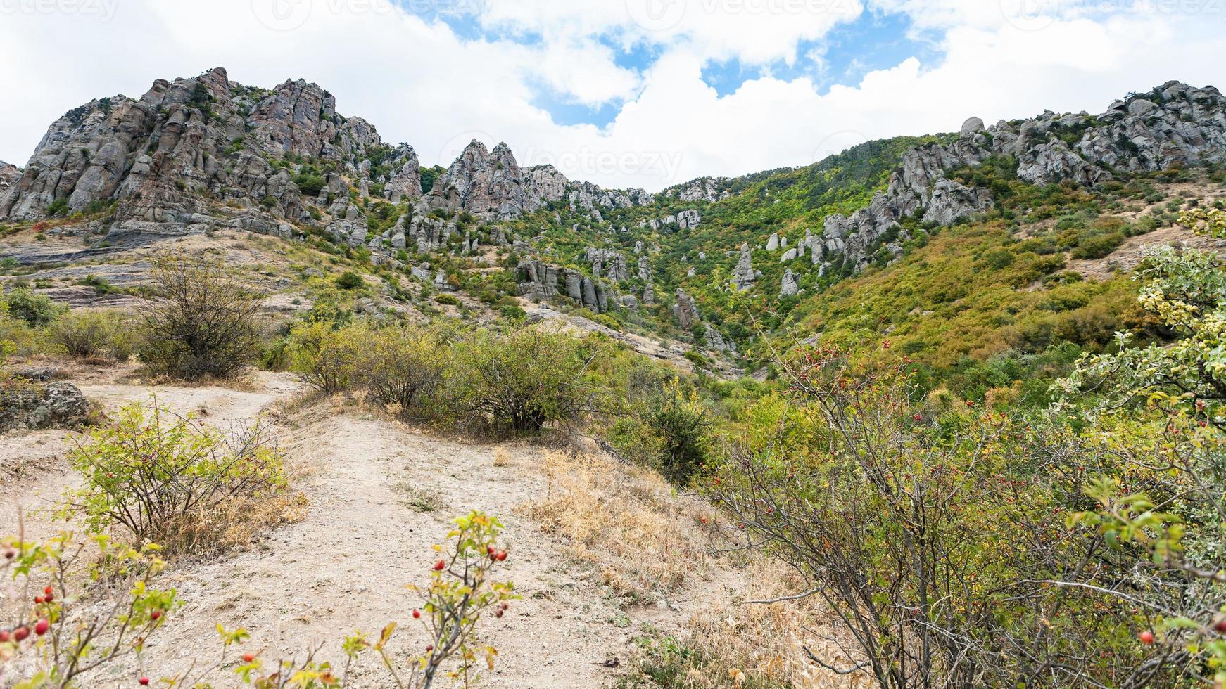 verwitterte Felsen im Tal der Geister auf der Krim foto