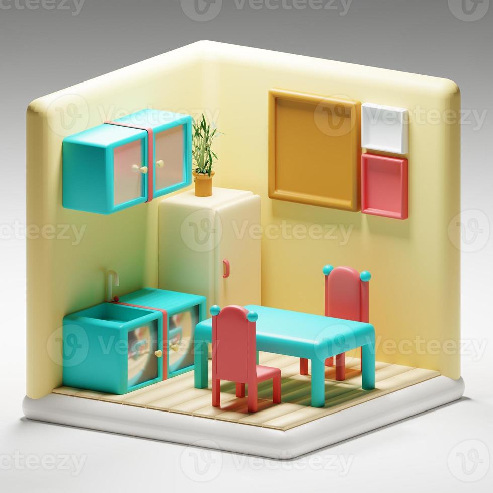 3D-gerenderter süßer Speisesaal, perfekt für Designprojekte foto
