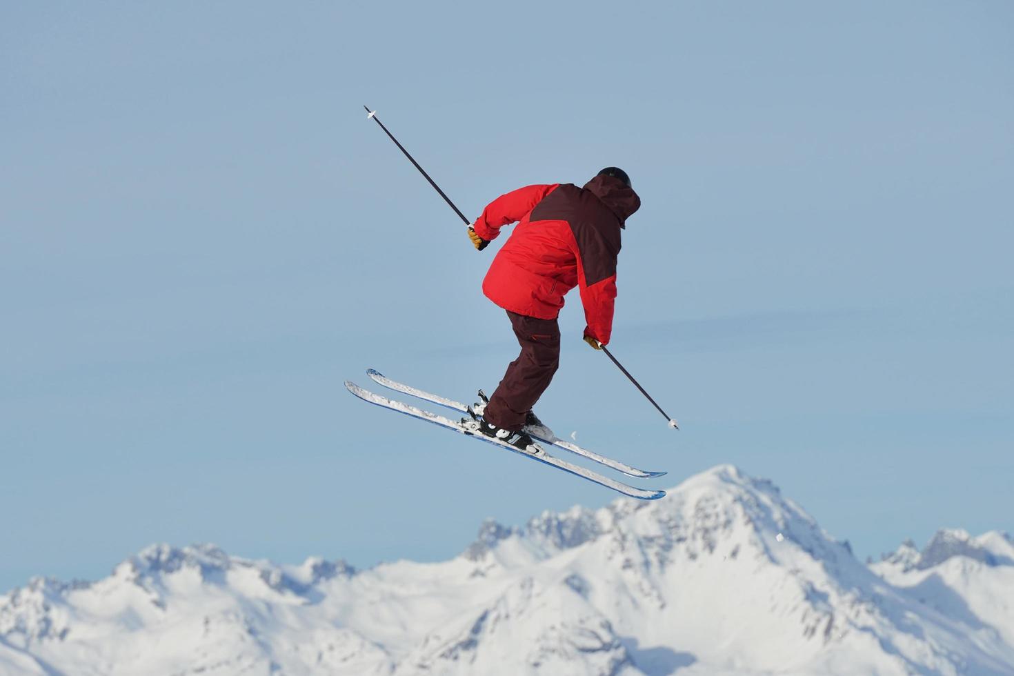 Skifahrer Hochformat foto