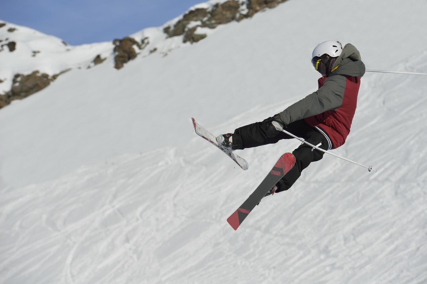 Skifahrer Hochformat foto