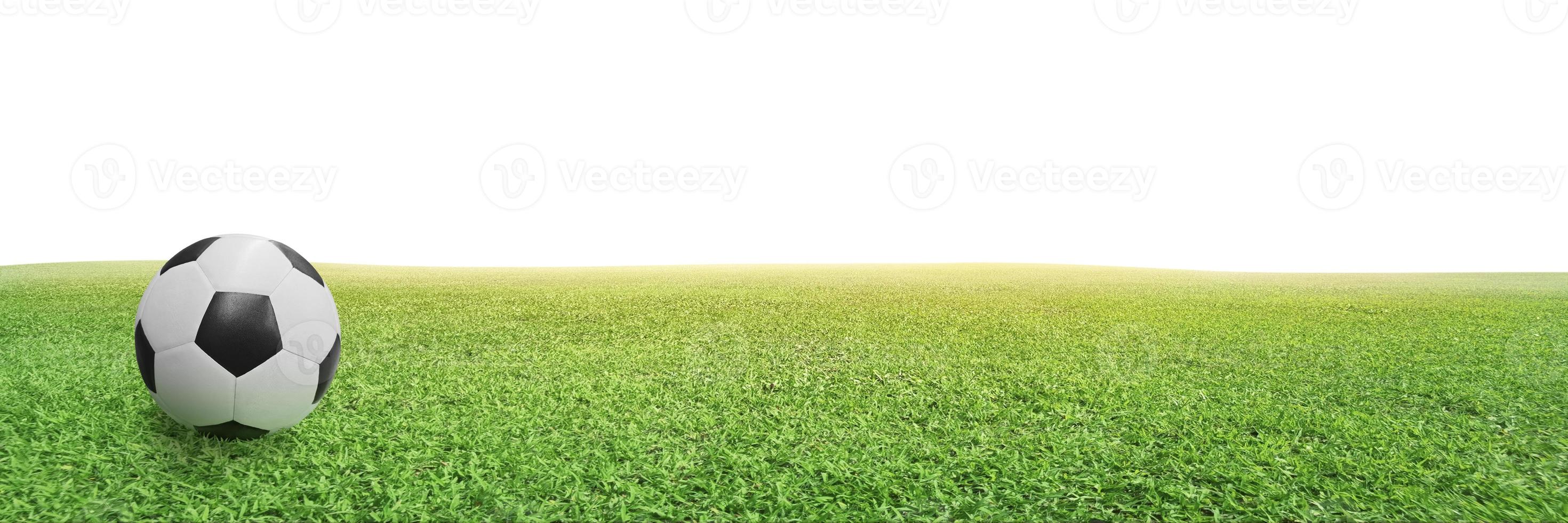 Traditioneller Fußball im grünen Rasen foto