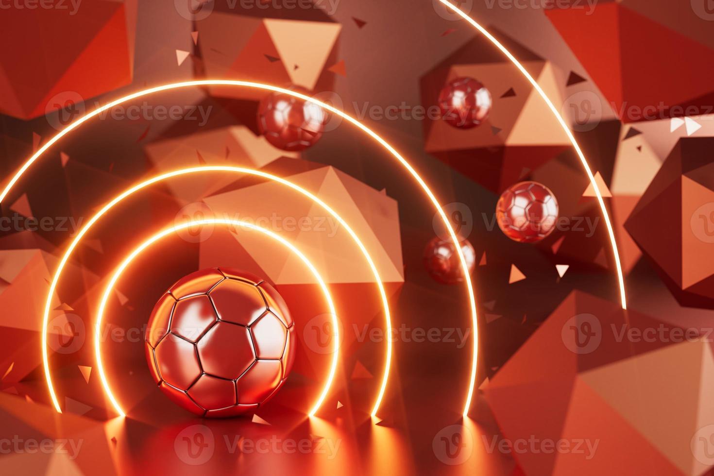 Fußballkugelobjekt, Sportballdesign, Fußballelementkonzept, 3D-Illustration, abstrakte Fußballtechnologie, 3D-realistische Darstellung, grüne Rasenfläche, Online-Sport live, Casino-Sportgeschäft foto
