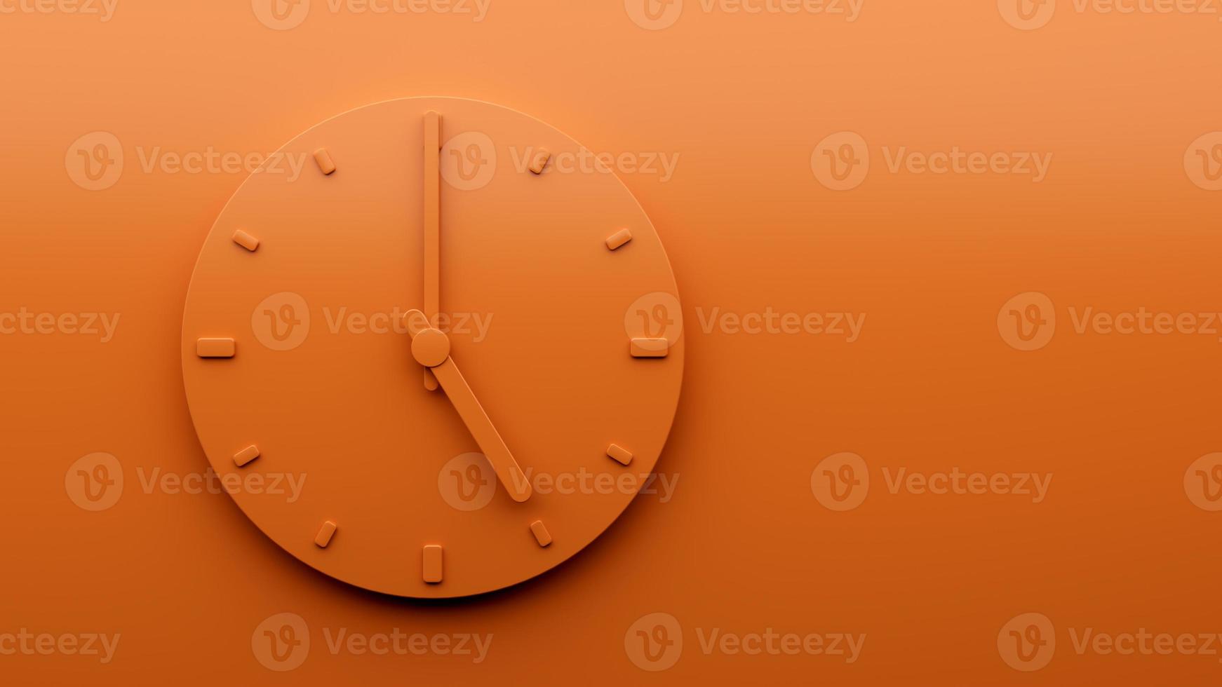 minimale orange uhr fünf 5 uhr abstrakte minimalistische wanduhr 3d illustration foto