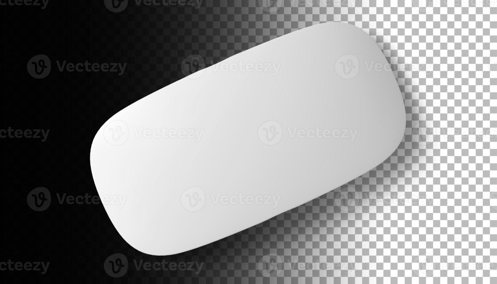 Aufwärtsansicht der weißen Maus über schwarzem transparentem Hintergrund. foto