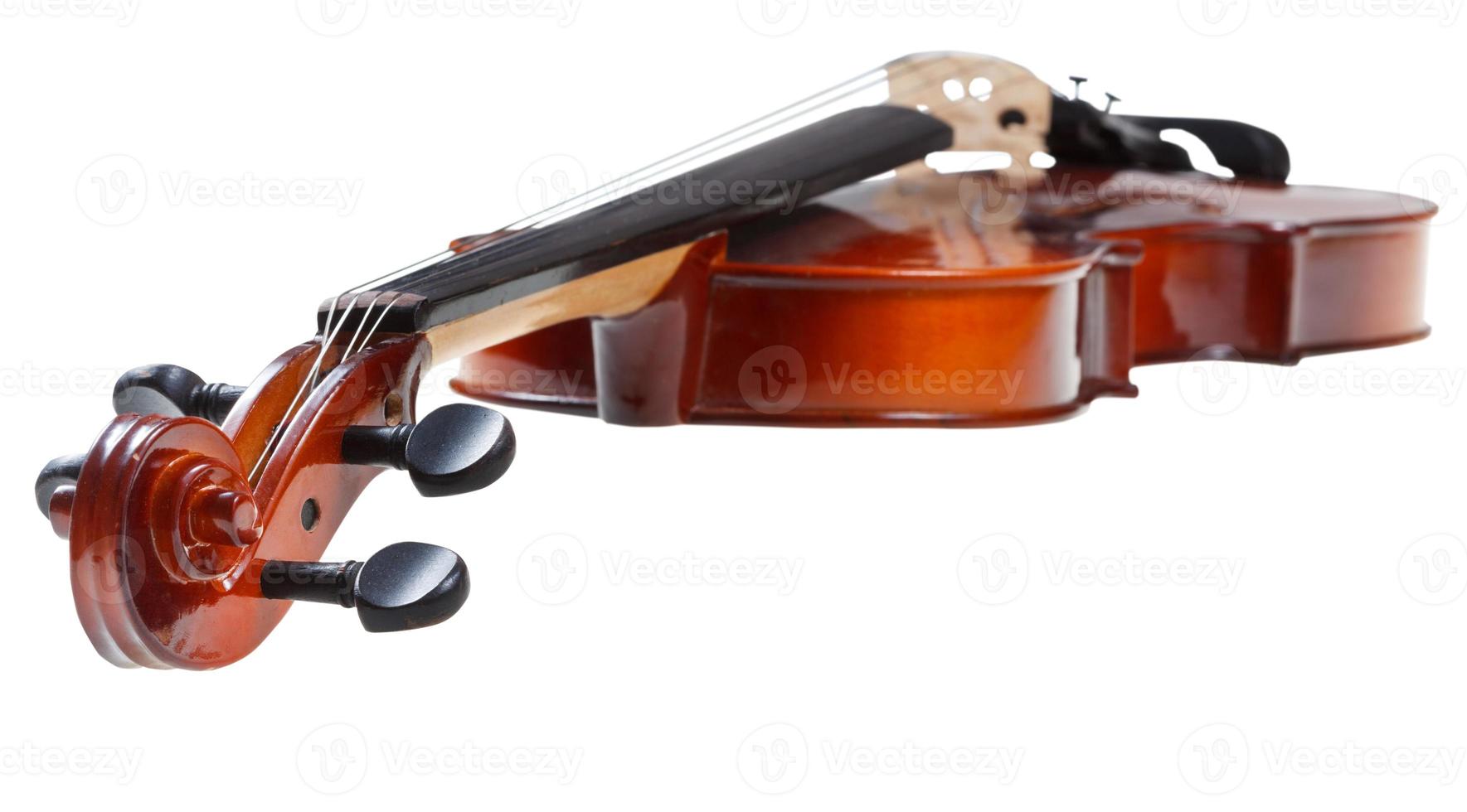 Scroll der klassischen hölzernen Geige aus nächster Nähe foto