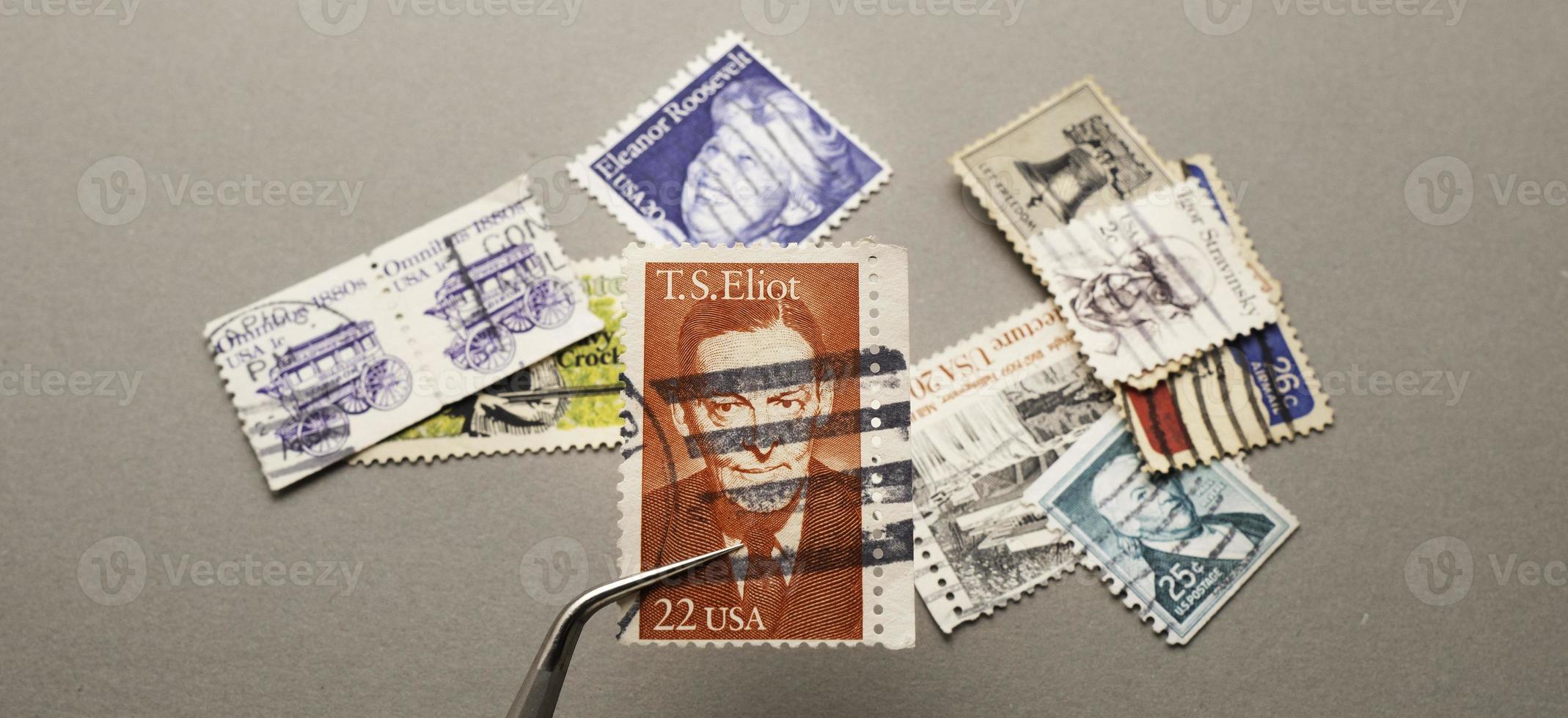 Briefmarken aus den USA in Kandy Briefmarkenausstellung foto