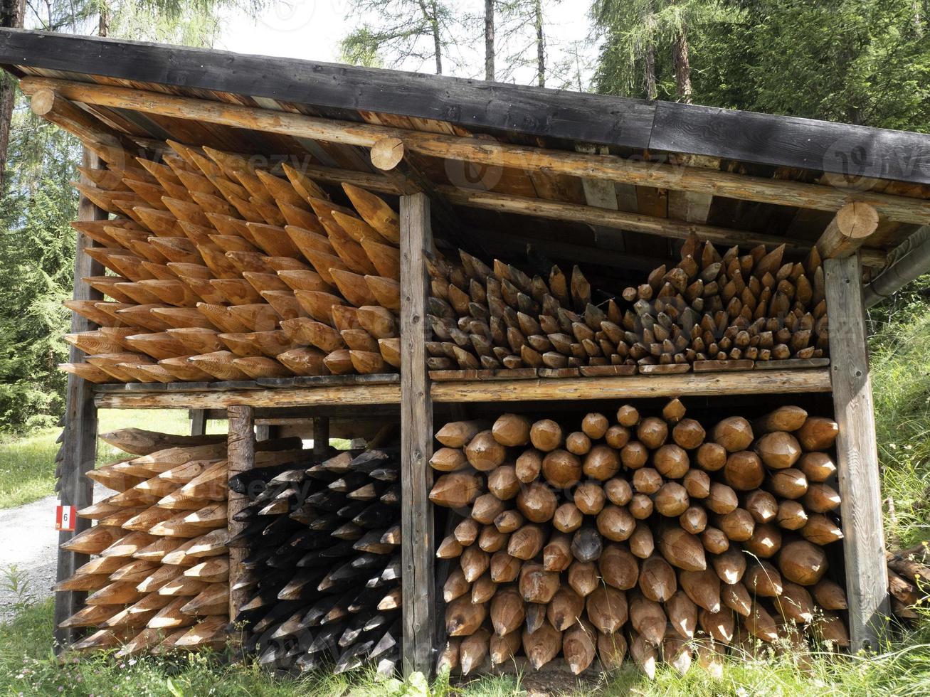 Muster aus spitzen Holzstämmen foto