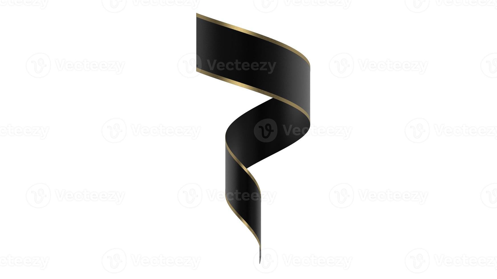 gekräuseltes goldenes Seidenband mit Goldstreifen 3D-Illustration foto