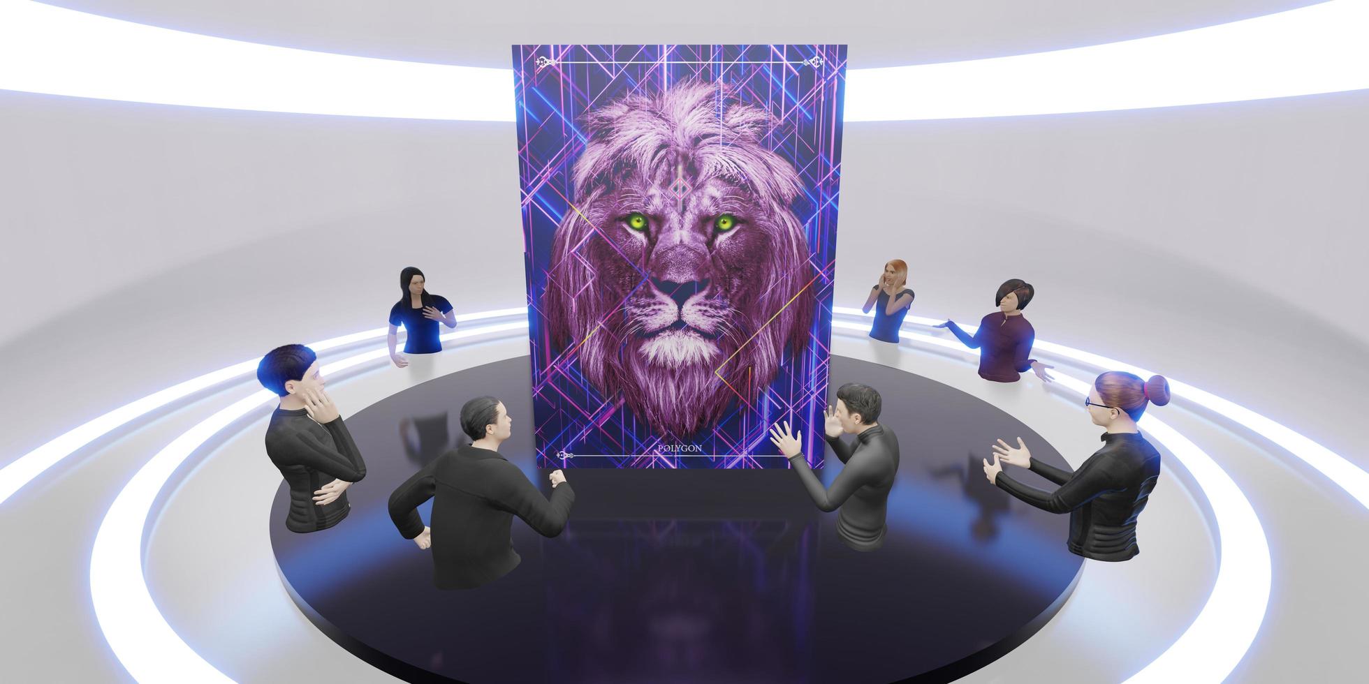 metaverse world nft art gallery avatare und vr-brillen 3d-illustrationen foto