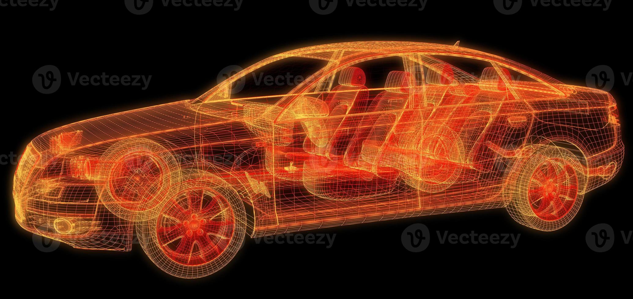 auto mit drahtmodellschnittpunkt mit digitaler benutzerschnittstellenumgebung foto