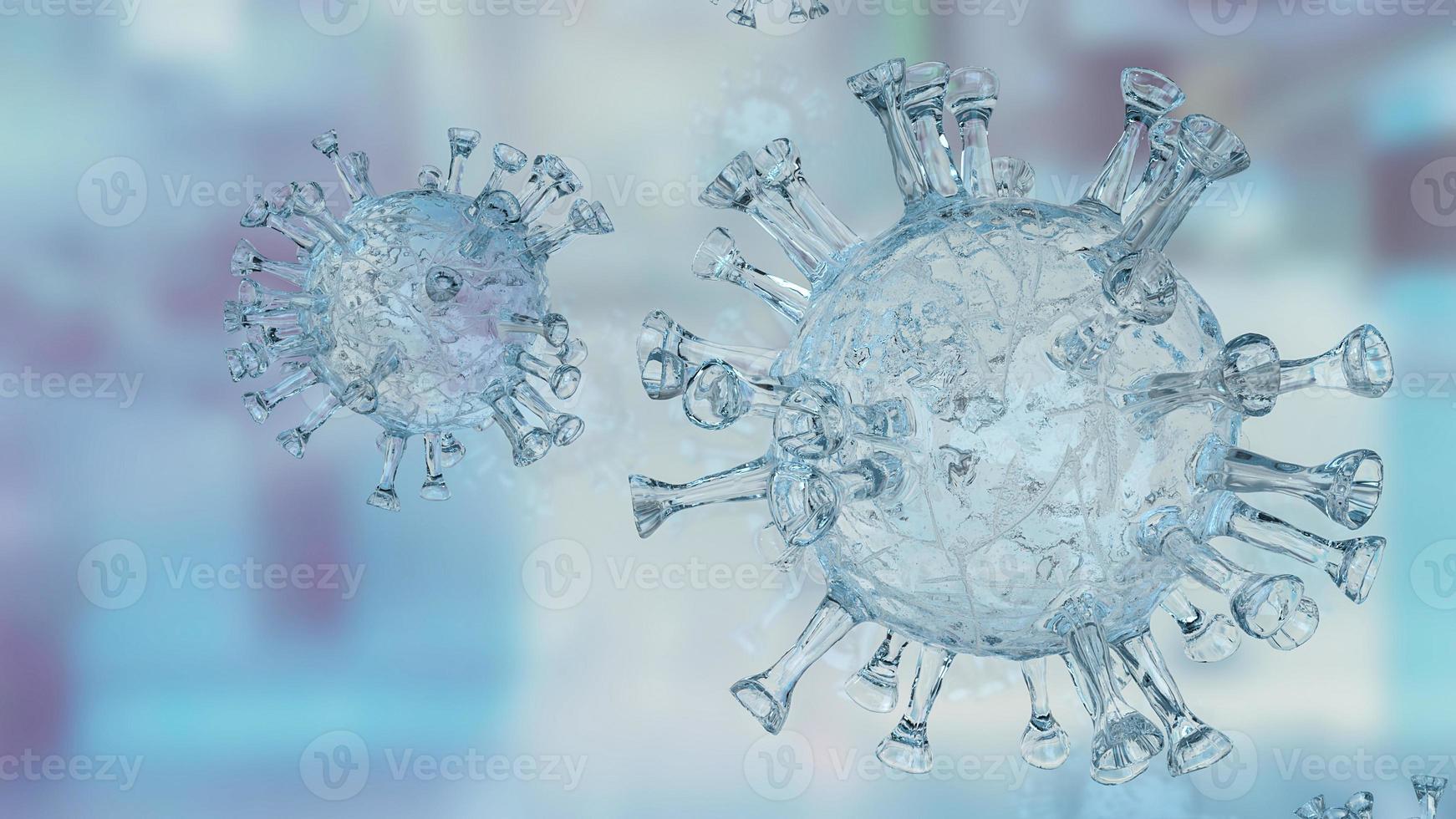 das virus im blauen hintergrund für medizinisches oder sci-konzept 3d-rendering foto