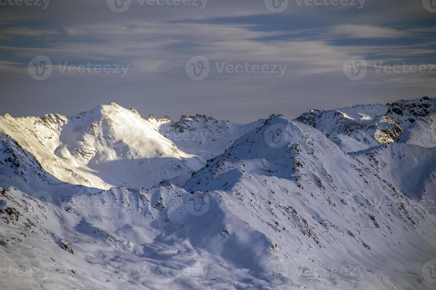 Parsenn Mountain Schweizer Alpenpanorama im Winter foto