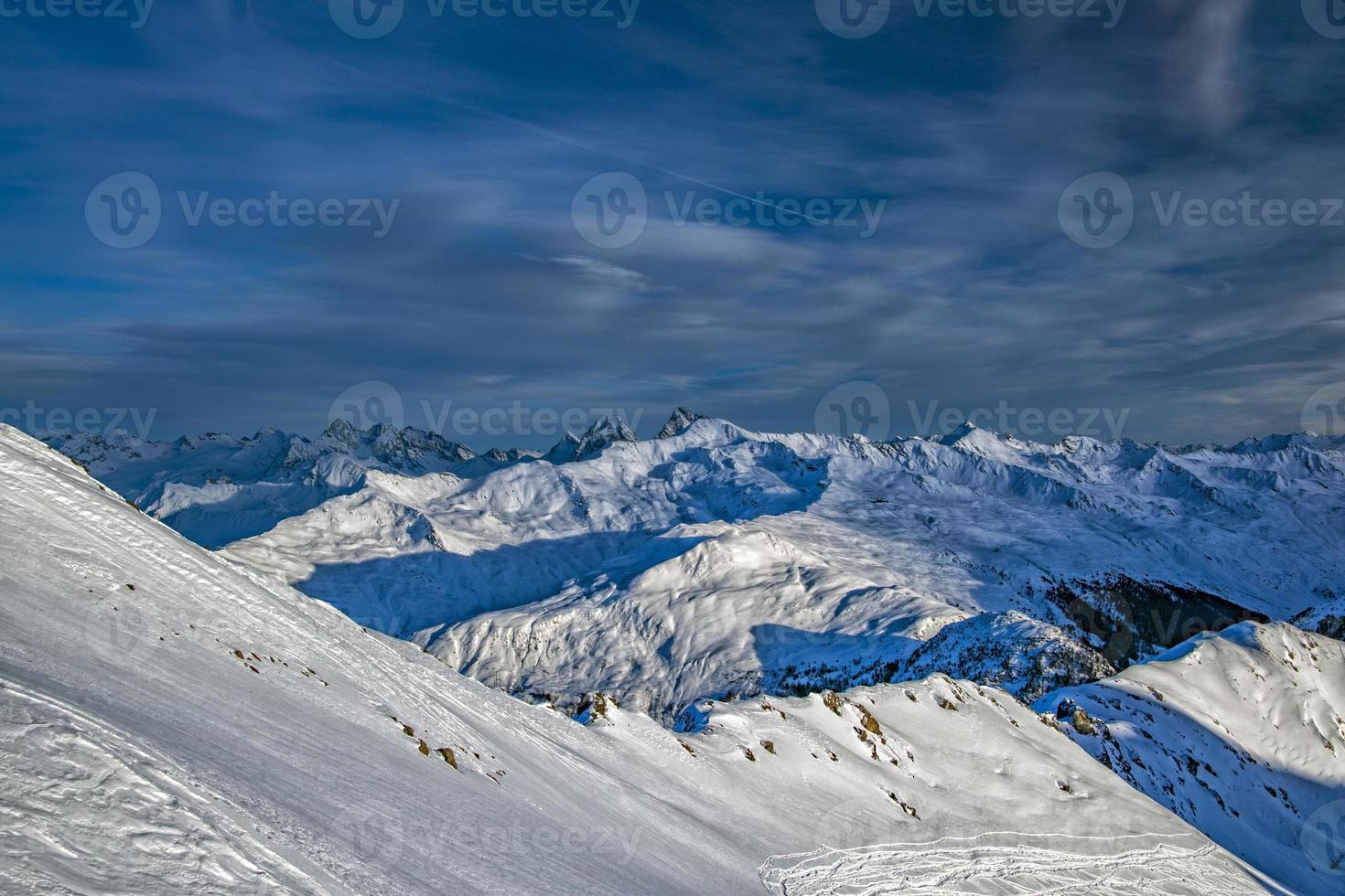 Parsenn Mountain Schweizer Alpenpanorama im Winter foto