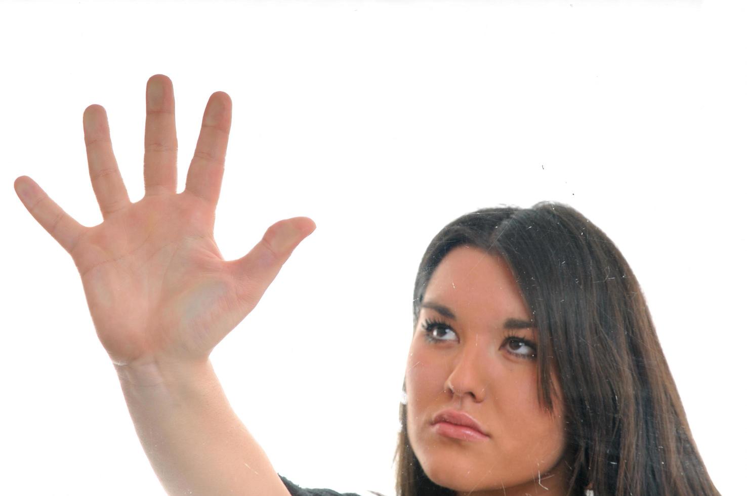 Frauen-Hand-Bildschirm foto