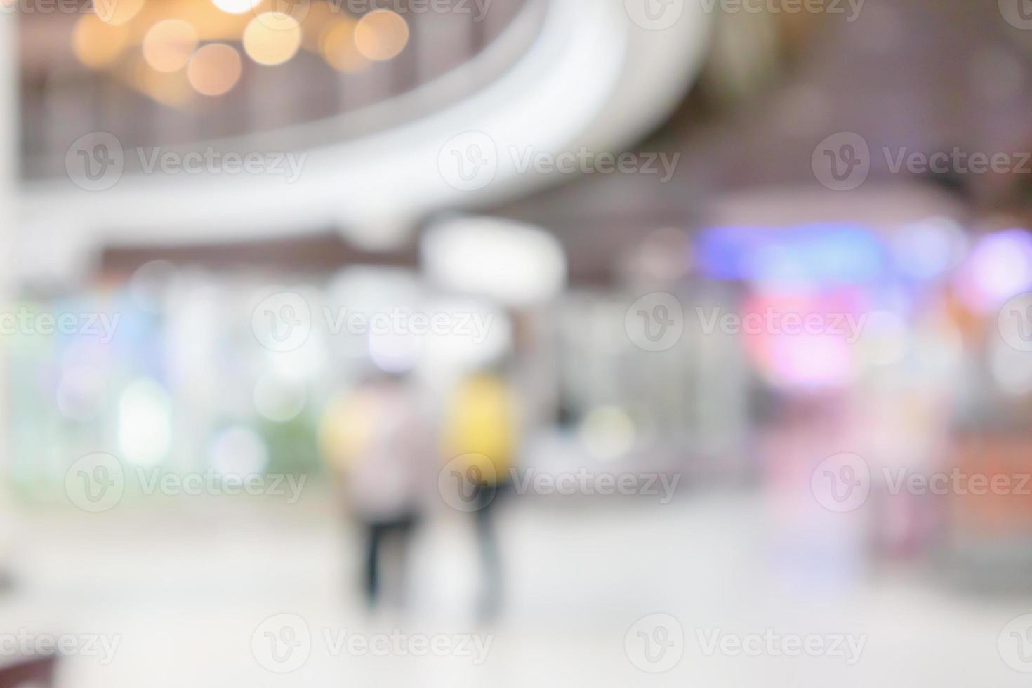 abstrakte Unschärfe modernes Einkaufszentrum Innenraum defokussierter Hintergrund foto