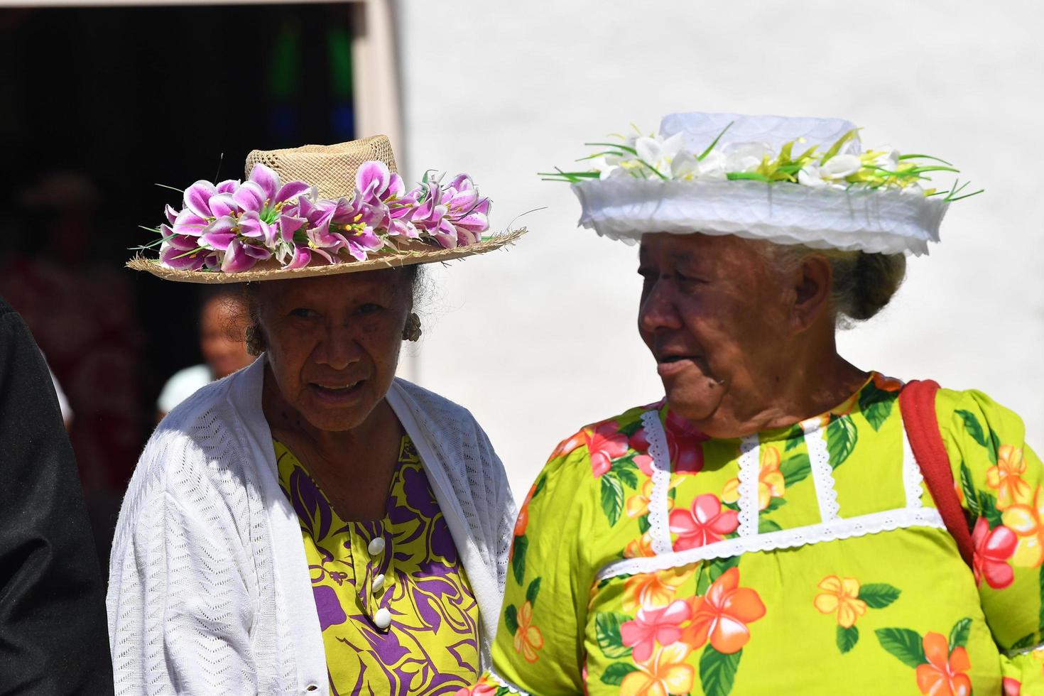 Aitutaki, Cookinsel - 27. August 2017 - Einheimische bei der Messe foto