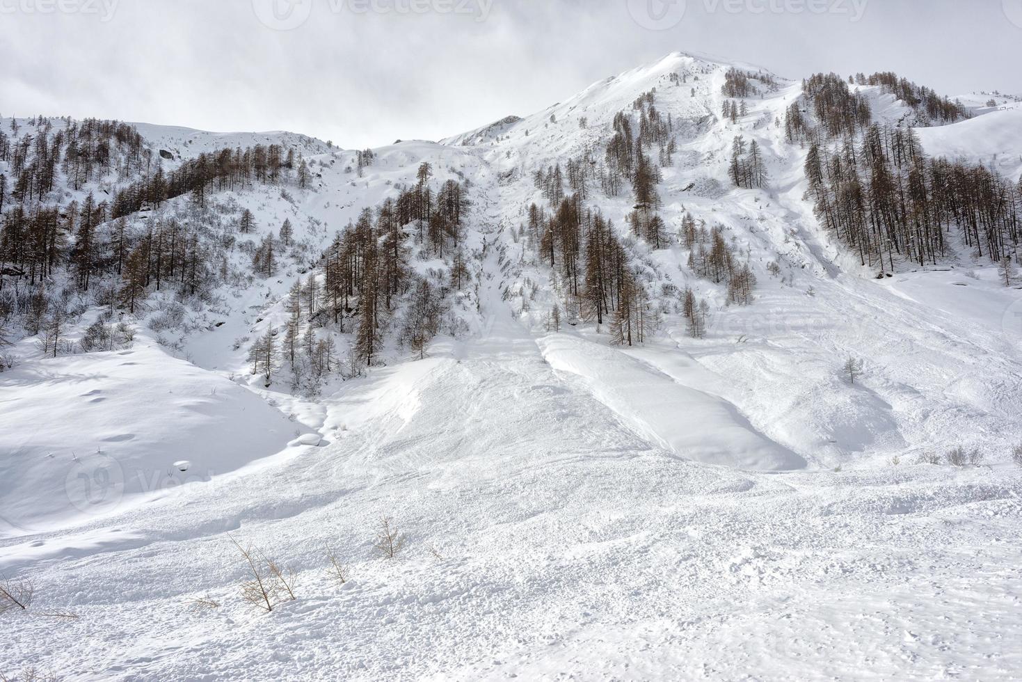 Lawine in den Alpen foto