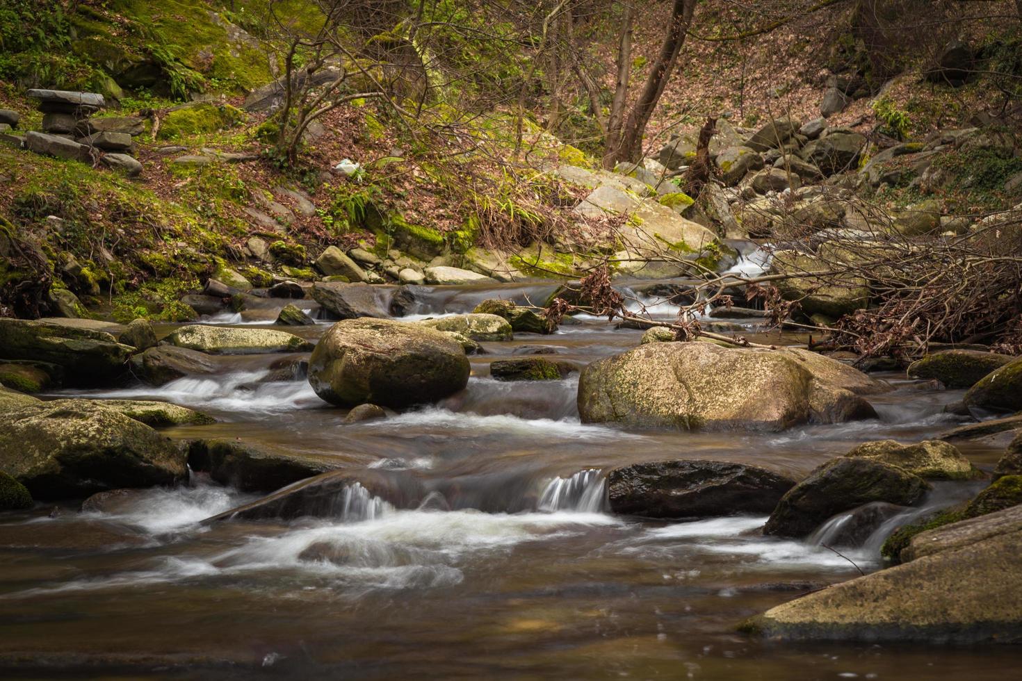 Steine mitten im Fluss foto