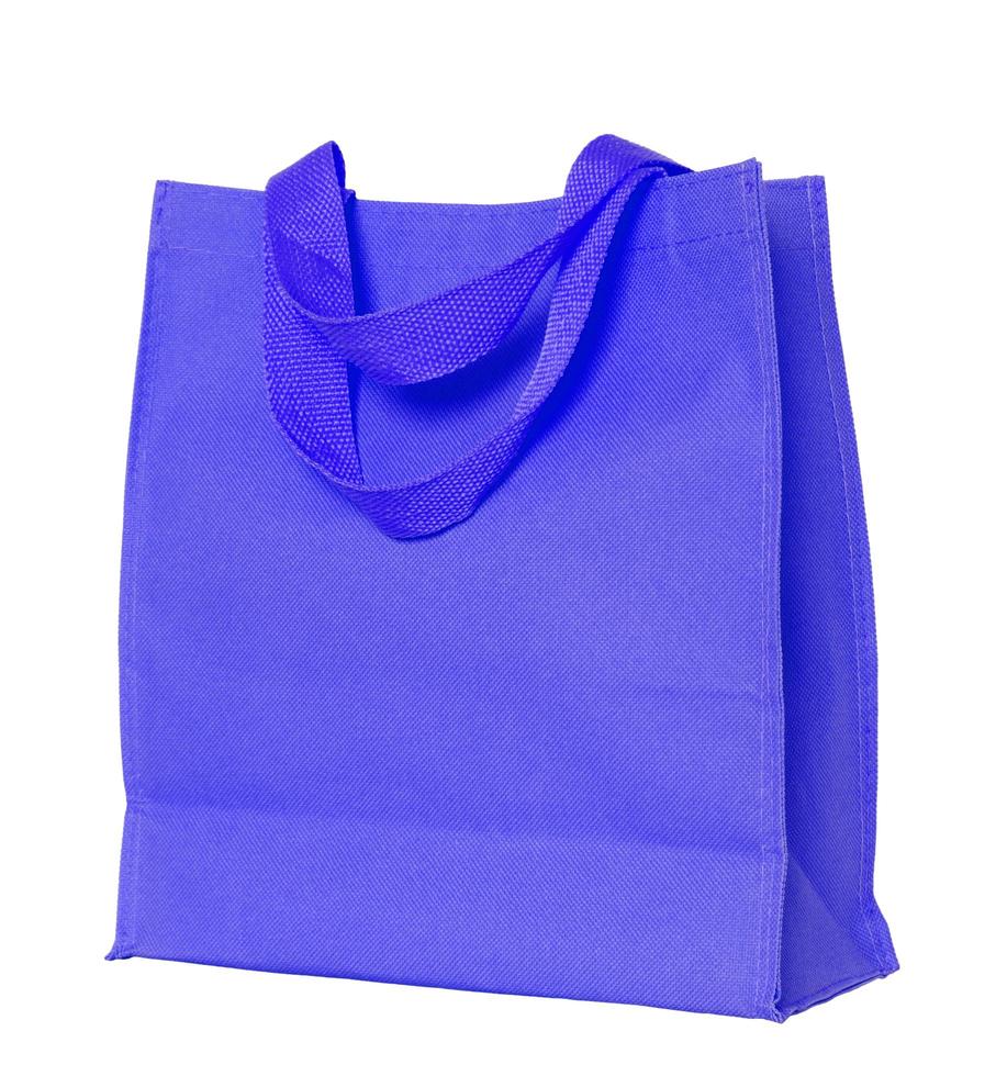 blaue Baumwolltasche lokalisiert auf Weiß mit Beschneidungspfad foto