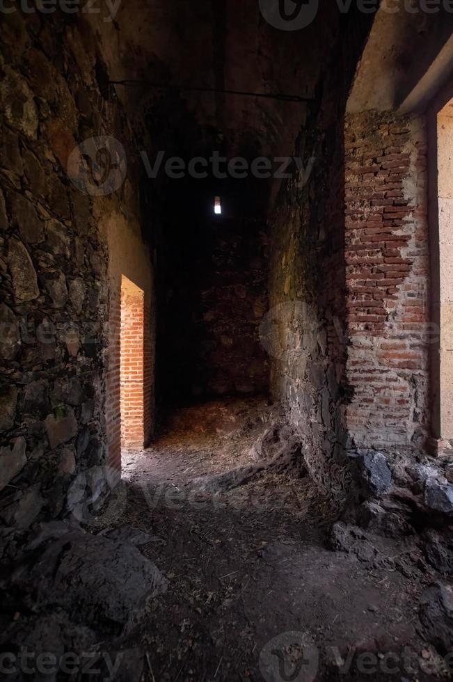 altes verlassenes gebäude, die natur wächst backstein foto