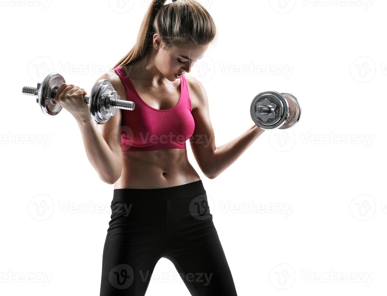 Power Girl Fitness mit Hanteln foto