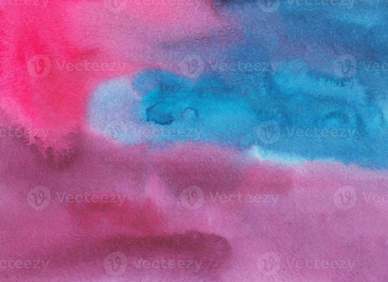 aquarell tiefrosa und blauer hintergrund. Hintergrund. abstrakter flüssiger purpurroter und türkisfarbener hintergrund. Flecken auf Papier. foto