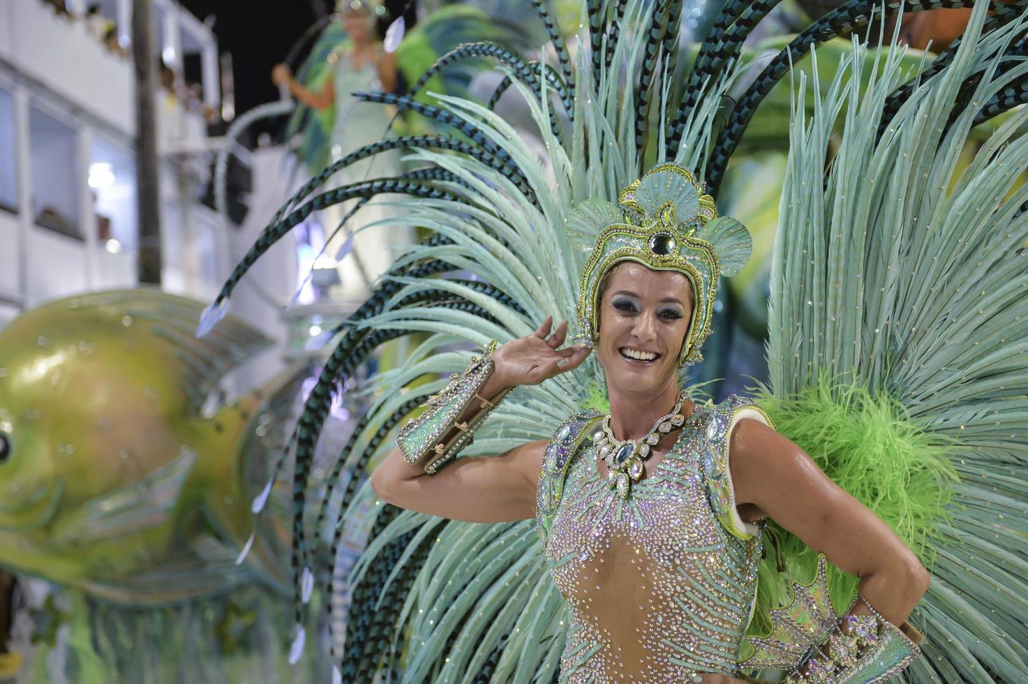 rio de janeiro, rj brasilien - 09. februar 2018 - samba-schulparade im sambodromo. Imperio da Tijuca während des Festivals in der Straße Marques de Sapucai. muse samantha flores foto